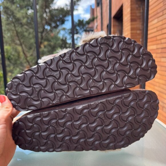 New Birkenstock Arizona Big Buckle Shearling Sandals Leather Brown US 8 / EUR 39 - Picture 8 of 14